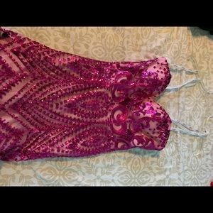 Pink Sequin Prom Gown
